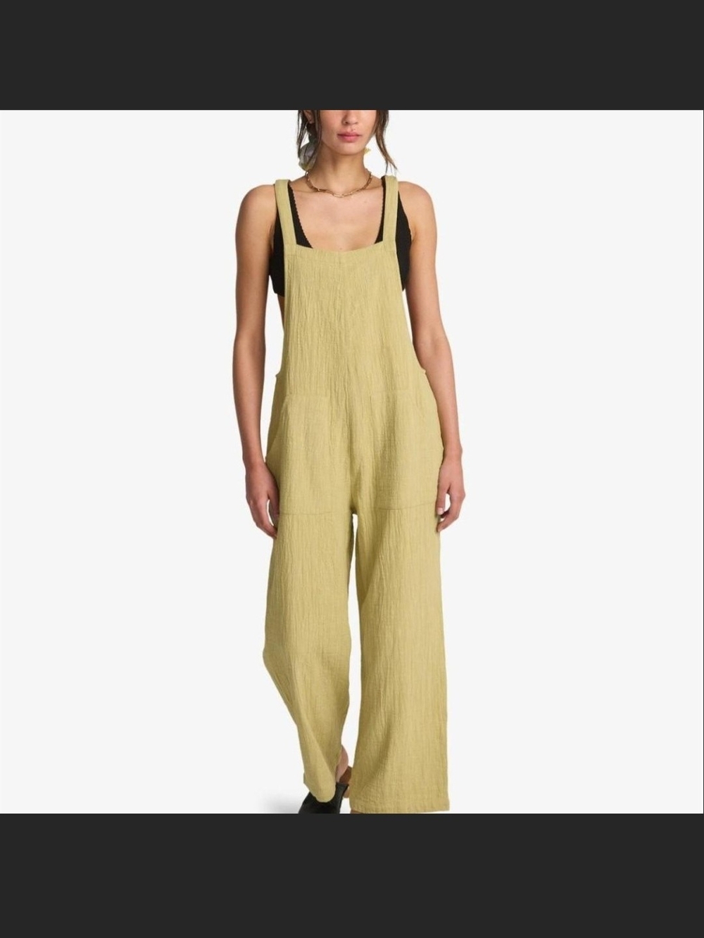 Billabong Lime Green Wide-Leg Cotton Jumpsuit